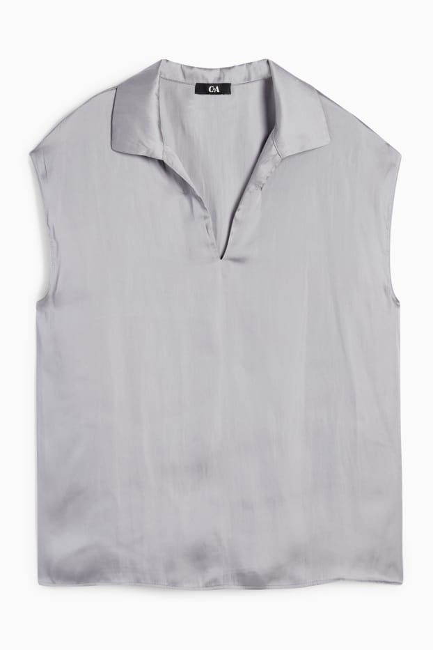 Women - Satin blouse top - gray