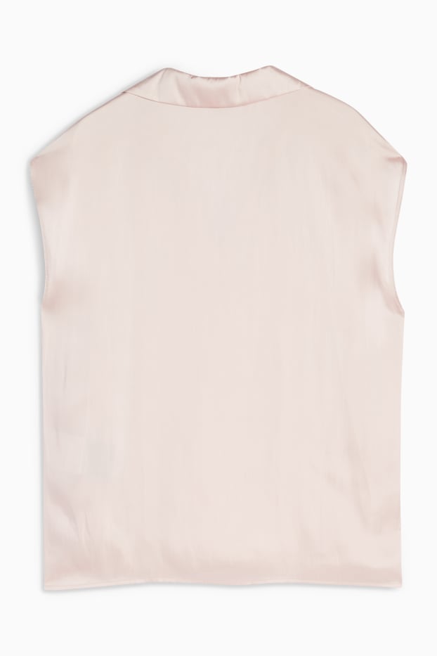 Damen - Satin-Blusentop - rosa