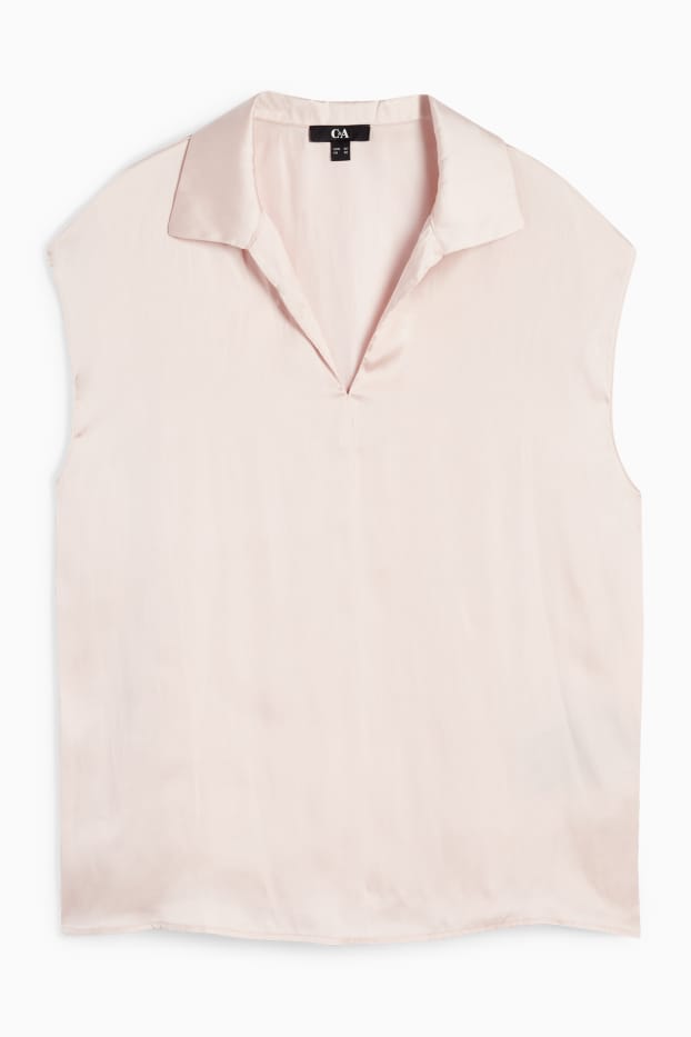 Damen - Satin-Blusentop - rosa