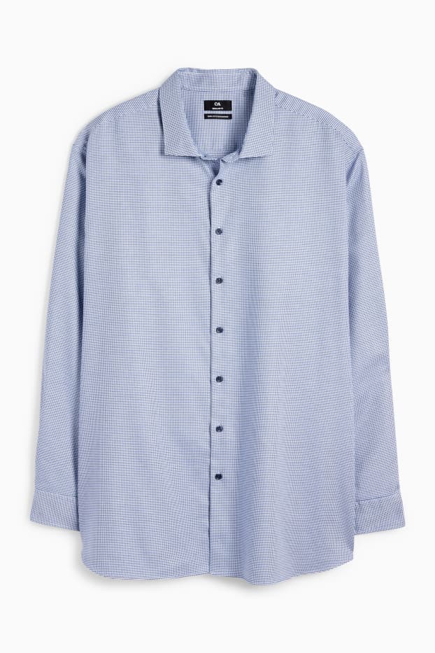 Herren - Businesshemd - Regular Fit - Cutaway - bügelfrei - gemustert - blau