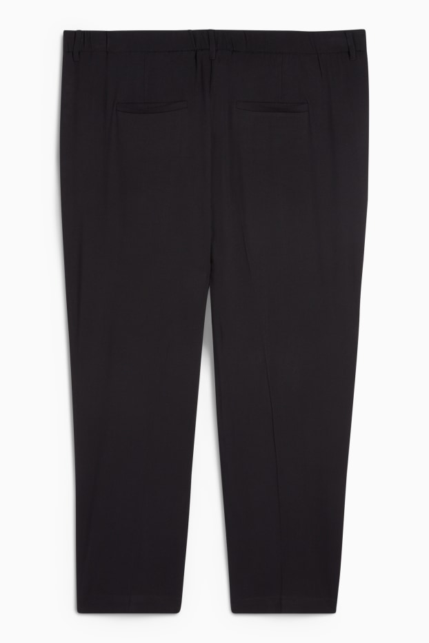 Women - Cloth trousers - high waist - tapered fit - black