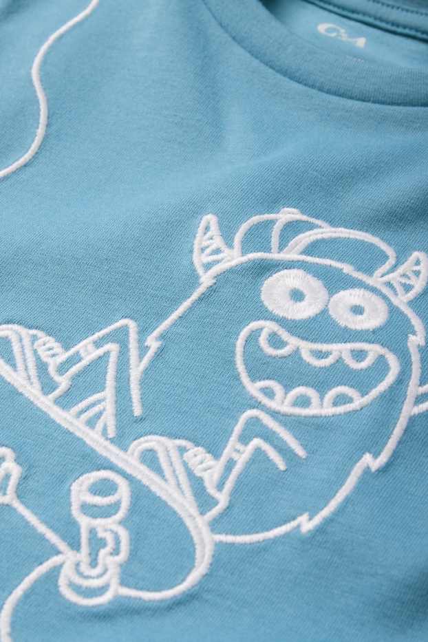 Kinderen: jongens - Monster op skateboard - T-shirt - blauw