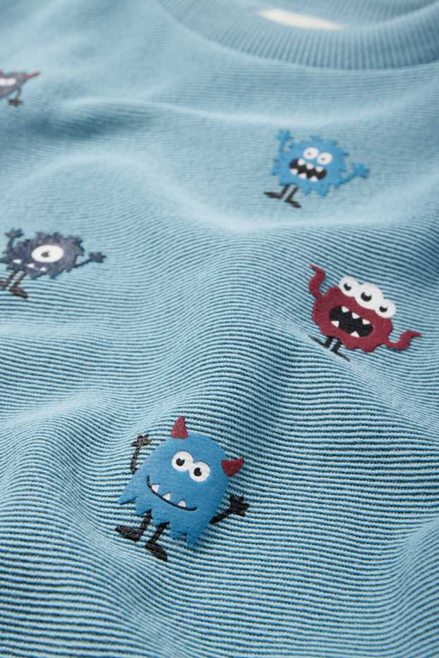 Kinder Buben - Monster - Sweatshirt - gerippt - türkis