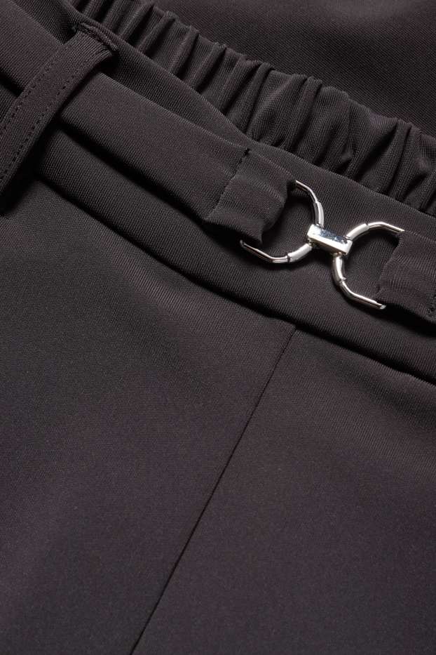 Dona - Pantalons de punt - high waist - wide leg - negre