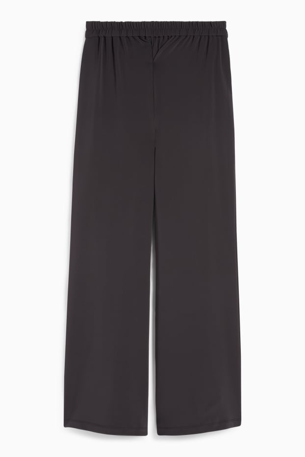 Dona - Pantalons de punt - high waist - wide leg - negre