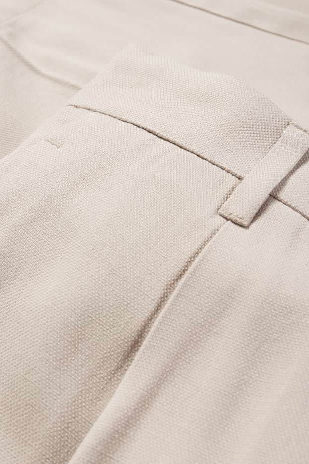 Femei - Pantaloni de stofă - talie înaltă - tapered fit - bej deschis