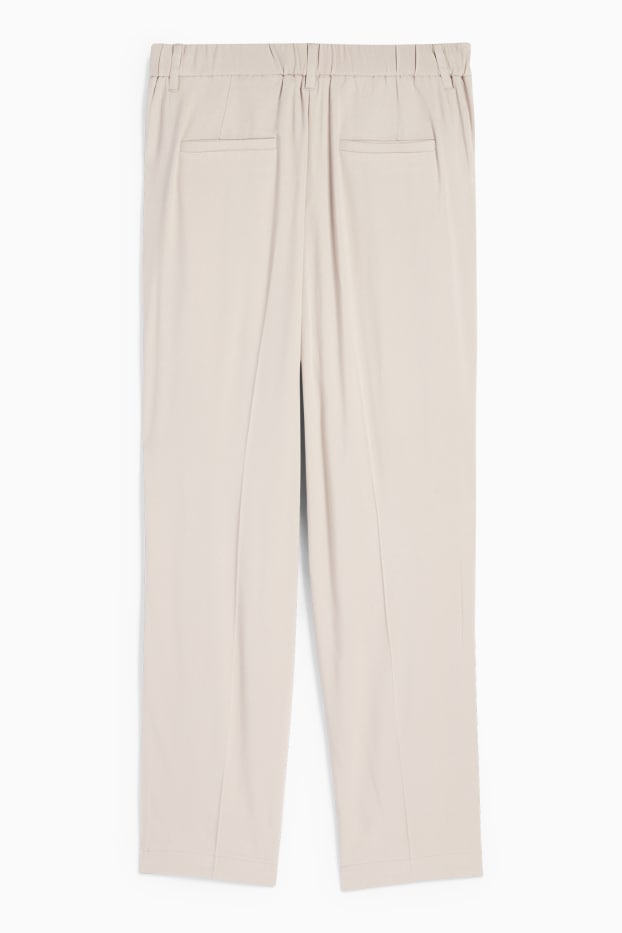 Femei - Pantaloni de stofă - talie înaltă - tapered fit - bej deschis
