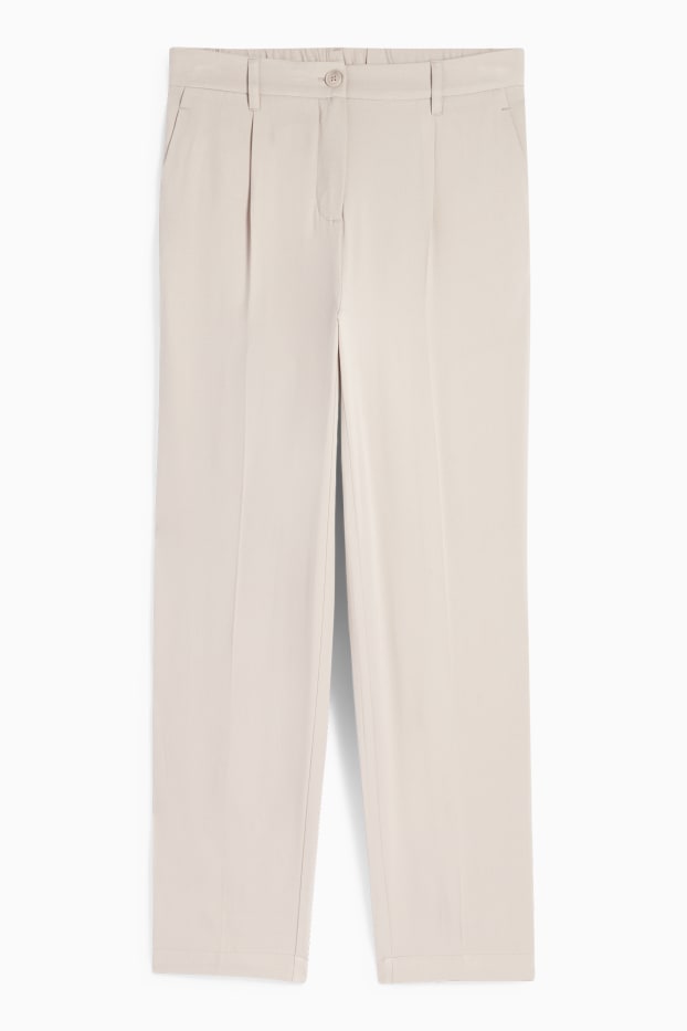 Femei - Pantaloni de stofă - talie înaltă - tapered fit - bej deschis