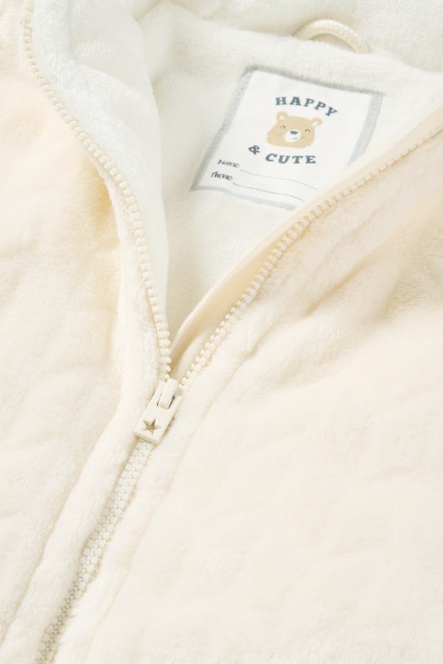 Baby: jongens - Beertje - babyjas met capuchon - met structuur - crème wit