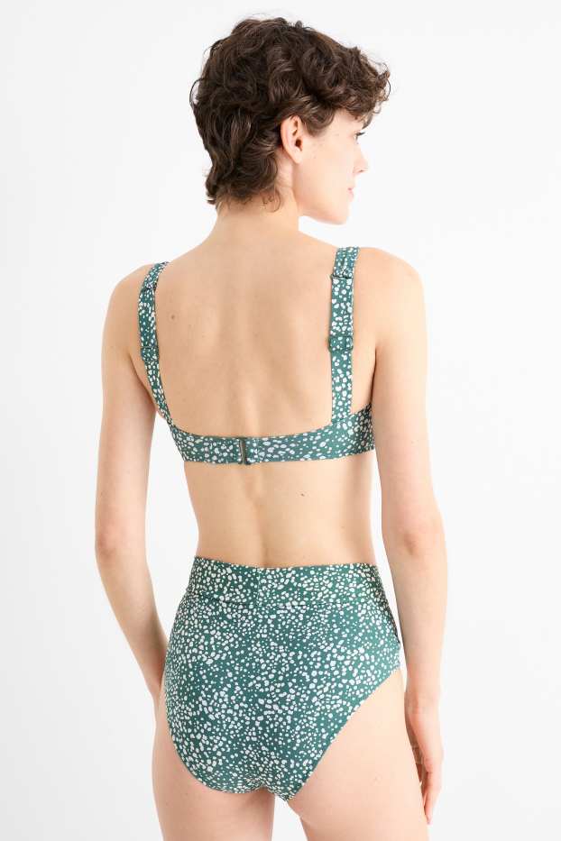 Donna - Slip bikini - vita alta - LYCRA® XTRA LIFE™ - a pois - verde