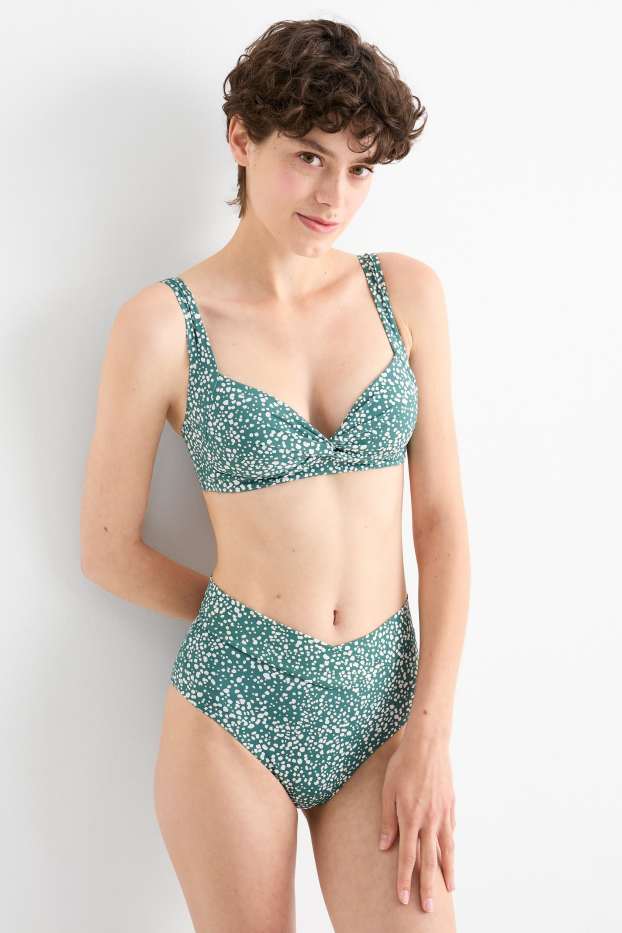 Donna - Slip bikini - vita alta - LYCRA® XTRA LIFE™ - a pois - verde
