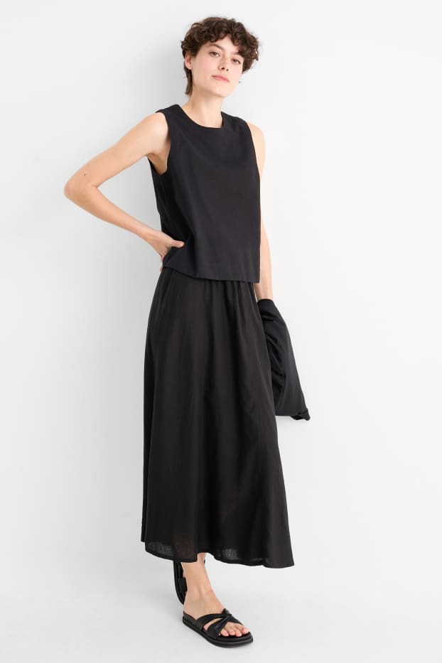 Donna - Gonna - misto lino - nero