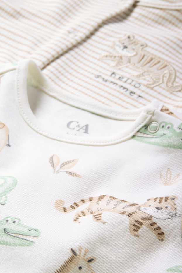 Baby Jungen - Multipack 2er - Wildtiere - Baby-Schlafanzug - cremeweiss