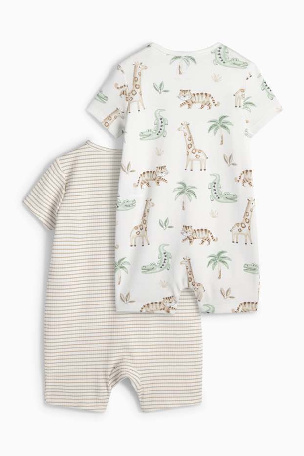 Baby Jungen - Multipack 2er - Wildtiere - Baby-Schlafanzug - cremeweiss