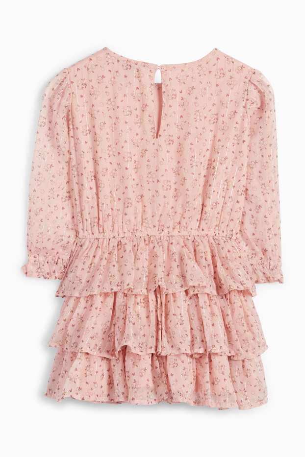 Kinderen: meisjes - Jurk van chiffon - gebloemd - roze