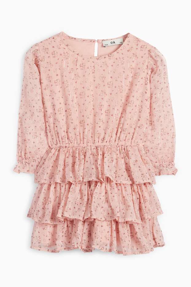 Kinderen: meisjes - Jurk van chiffon - gebloemd - roze