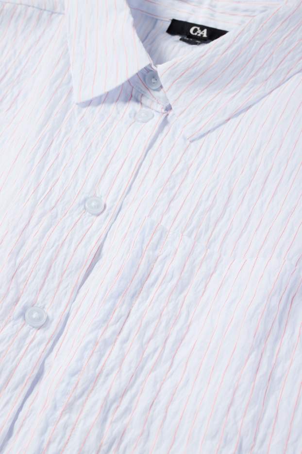Dames - Blouse - gestreept - lichtblauw