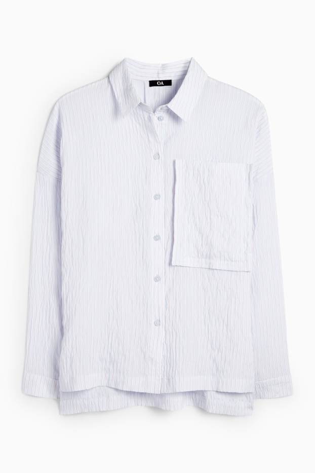 Dames - Blouse - gestreept - lichtblauw