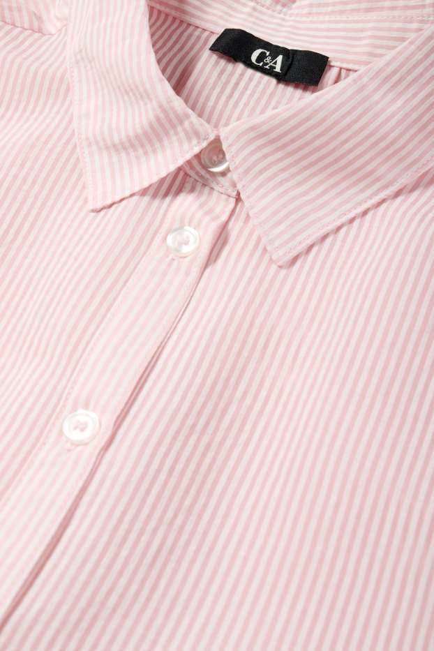 Dames - Blouse - gestreept - wit / roze