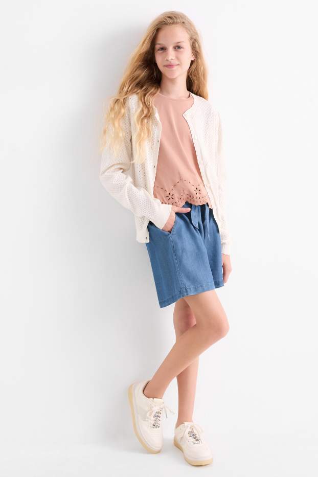 Kinderen: meisjes - Korte broek - jeanslook - jeansblauw