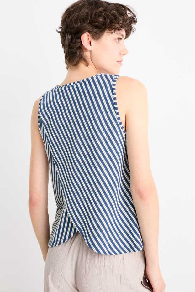 Dames - Top - gestreept - blauw / wit