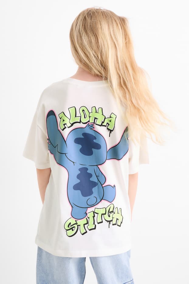 Copii - Fete - Lilo & Stitch - tricou cu mânecă scurtă - alb