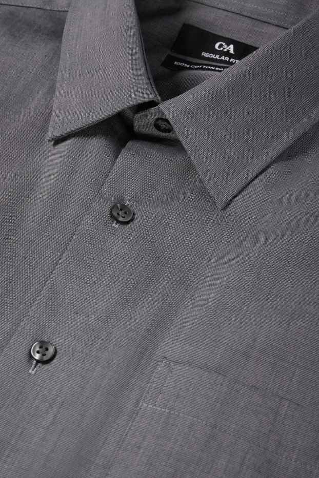 Uomo - Camicia business - regular fit - collo all'italiana - facile da stirare - grigio scuro