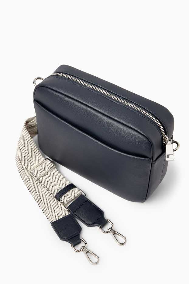 Kobiety - Torebka crossbody z odpinanym paskiem - imitacja skóry - ciemnoniebieski