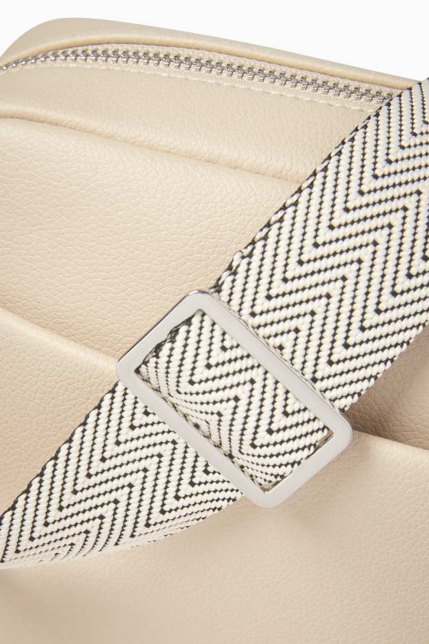Dames - Schoudertas met afneembare draagriem - imitatieleer - beige