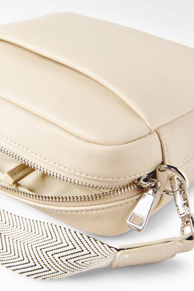 Dames - Schoudertas met afneembare draagriem - imitatieleer - beige