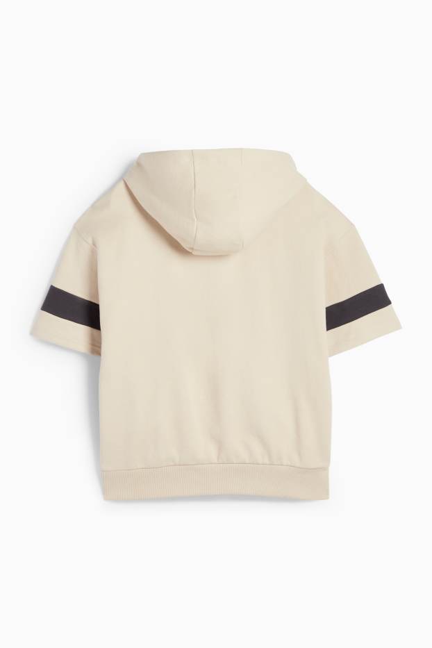 Kinder Buben - New York - Kurzarmshirt mit Kapuze - beige
