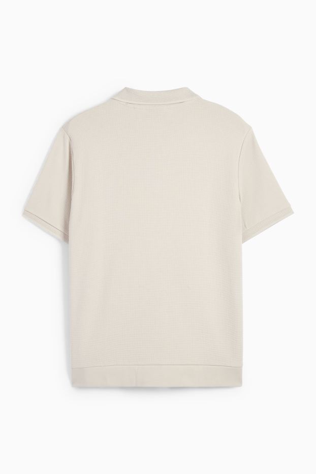 Heren - Poloshirt - regular fit - met structuur - beige