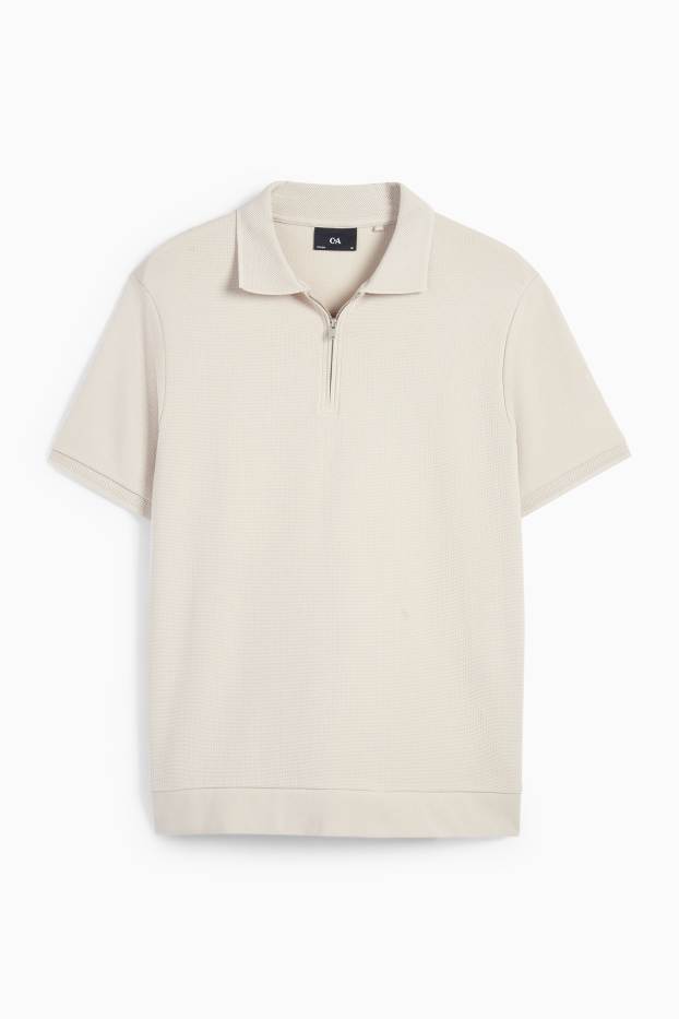 Heren - Poloshirt - regular fit - met structuur - beige