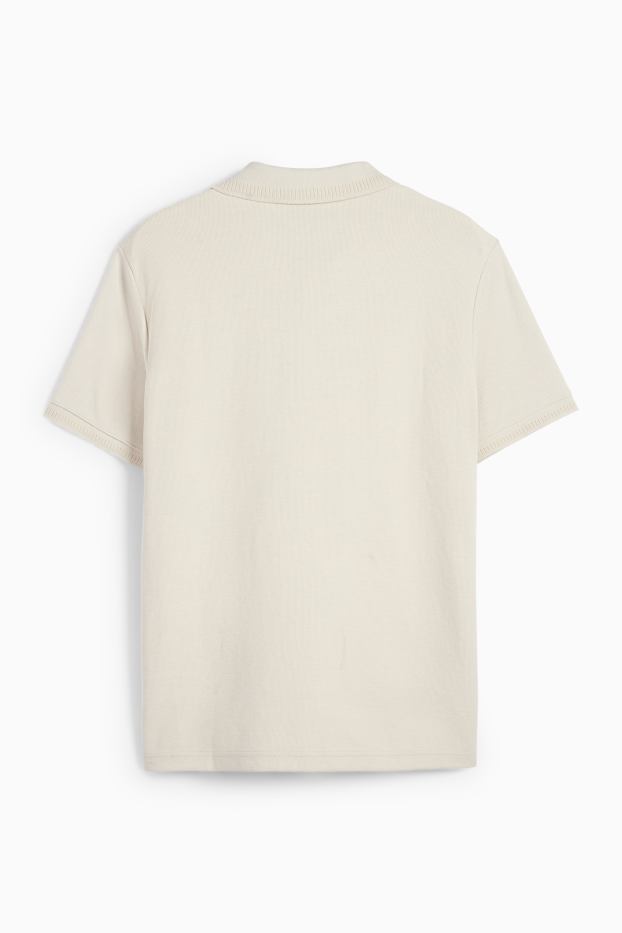 Hommes - Polo en maille - regular fit - finition texturée - beige