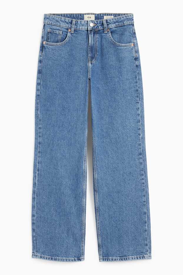Damen - Baggy Jeans - Mid Waist - jeansblau