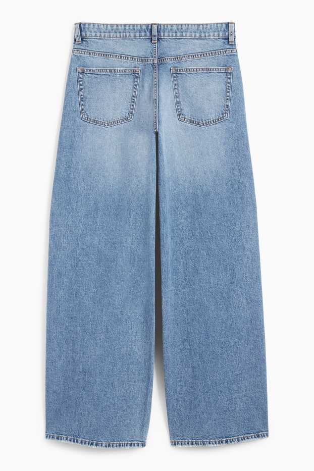 Dames - Wide leg jeans - low waist - jeansblauw