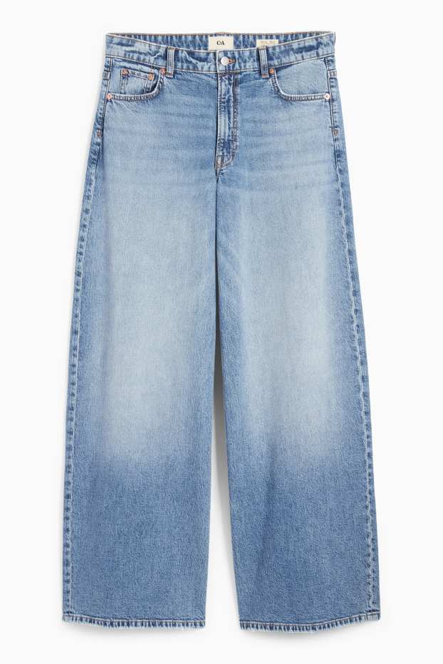 Dames - Wide leg jeans - low waist - jeansblauw