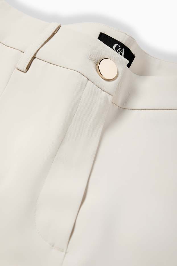 Femei - Pantaloni de stofă - talie înaltă - wide leg - alb-crem