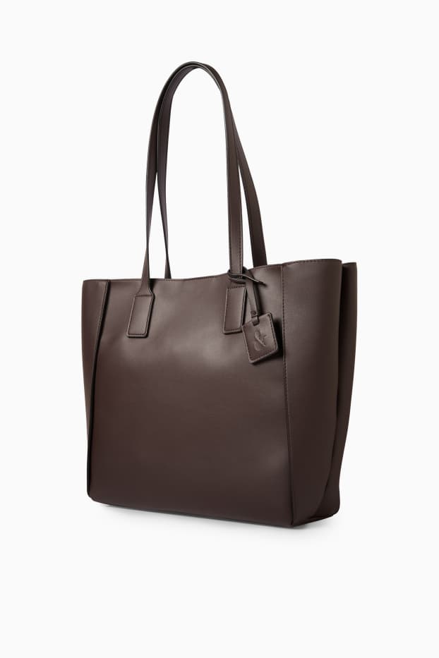 Dames - Grote shopper - imitatieleer - donkerbruin