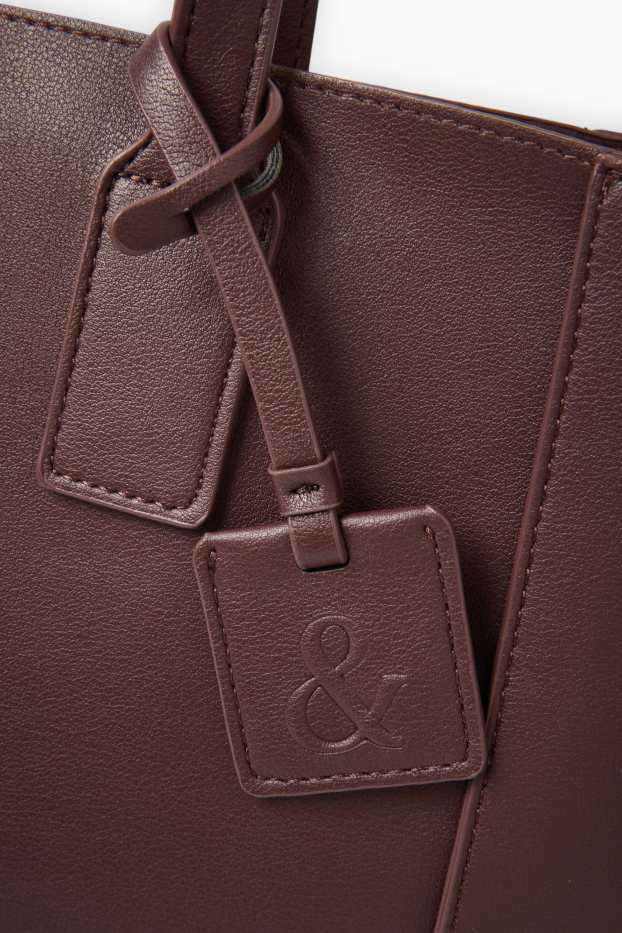 Women - Large shopper - faux leather - bordeaux