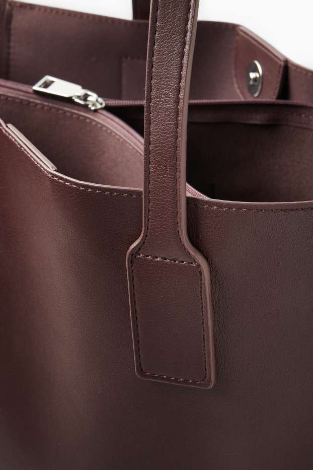 Women - Large shopper - faux leather - bordeaux