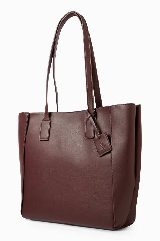 Women - Large shopper - faux leather - bordeaux