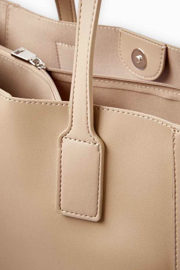 Dona - Bossa shopper gran - pell sintètica - beix clar