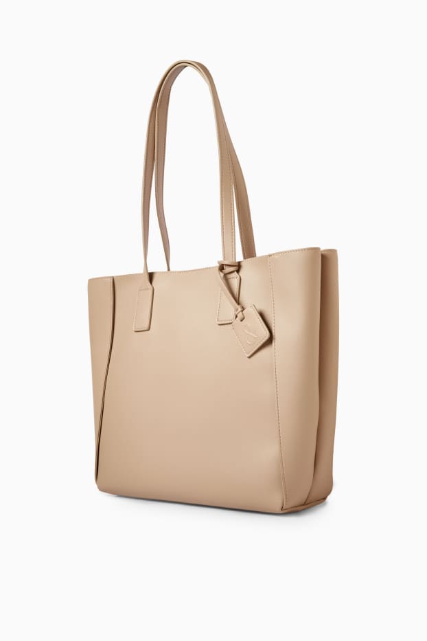 Dona - Bossa shopper gran - pell sintètica - beix clar
