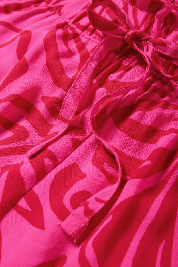 Dámské - Šortky - high waist - se vzorem - růžová