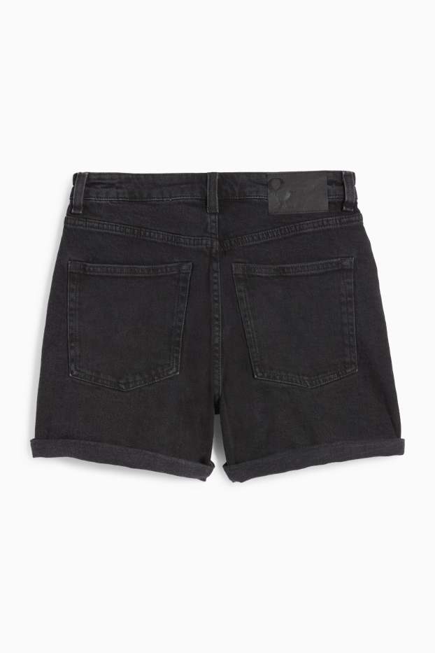 Femei - Pantaloni scurți mom fit - talie înaltă - negru