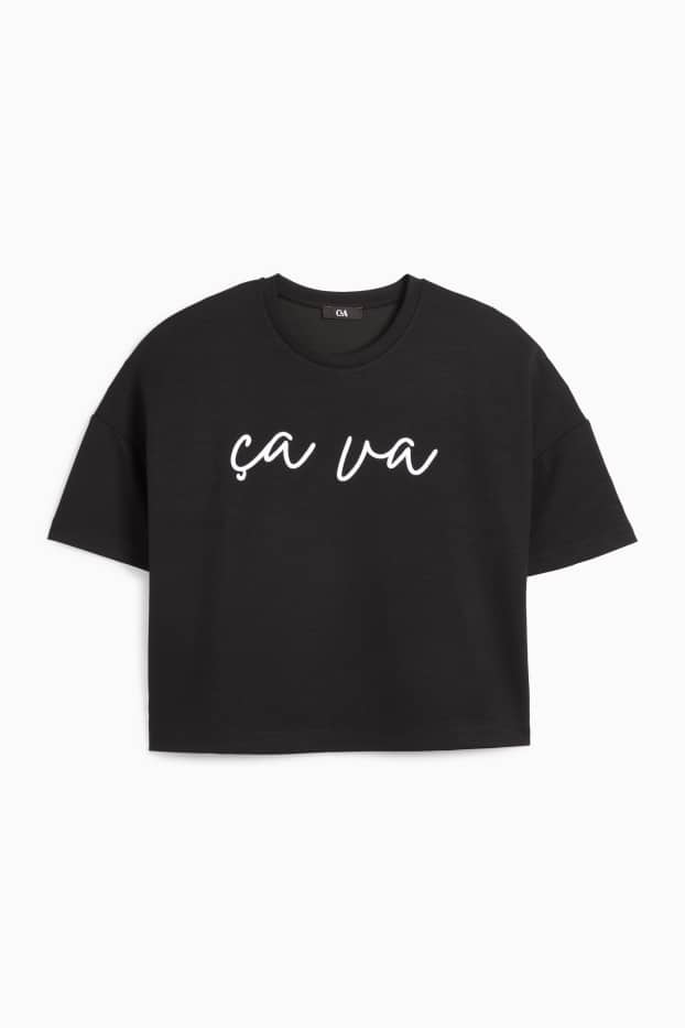 Femmes - T-shirt - relaxed fit - noir