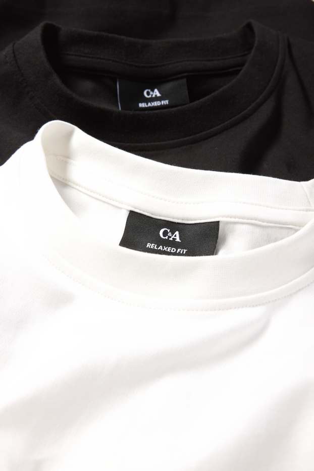 Hommes - Lot de 2 - T-shirts - relaxed fit - noir / blanc