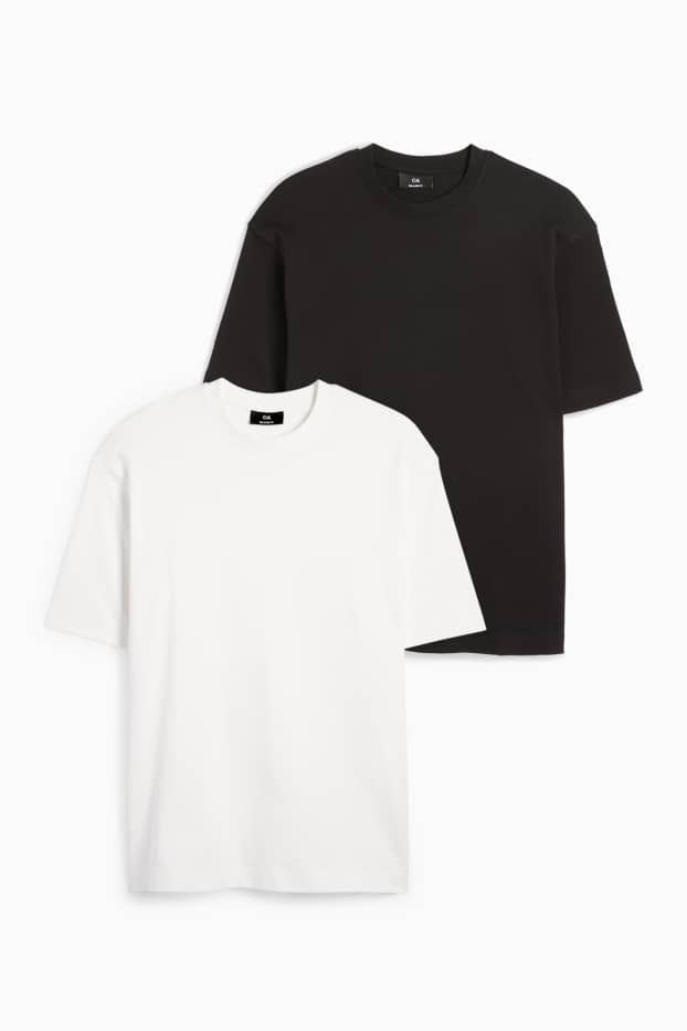 Hommes - Lot de 2 - T-shirts - relaxed fit - noir / blanc