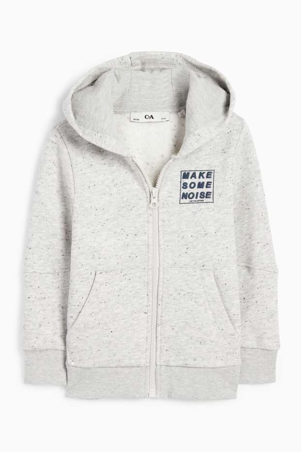 Kinder Jungen - Sweatjacke mit Kapuze - hellgrau-melange